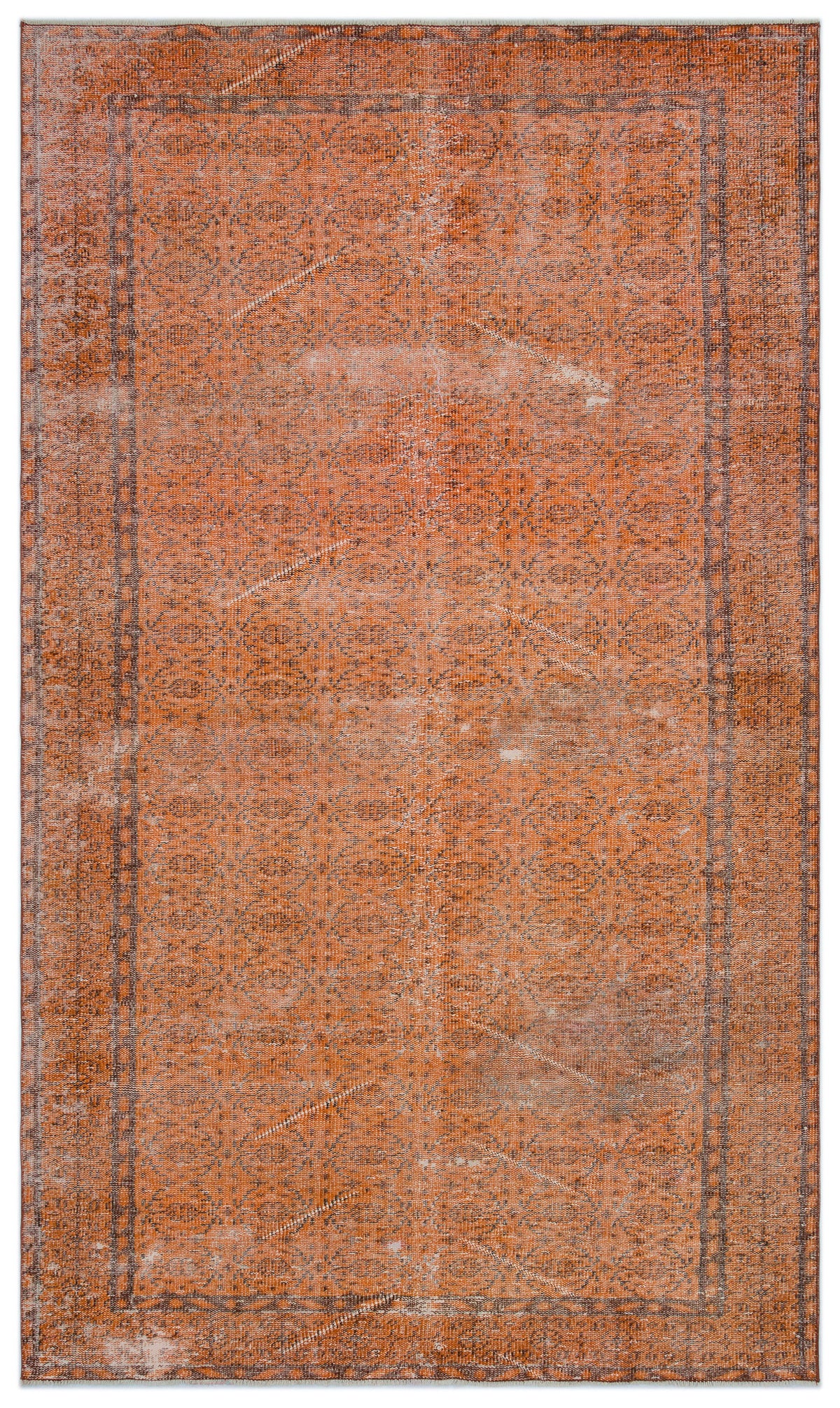 Orange Over Dyed Vintage Rug 5&#39;4&#39;&#39; x 9&#39;2&#39;&#39; ft 162 x 280 cm