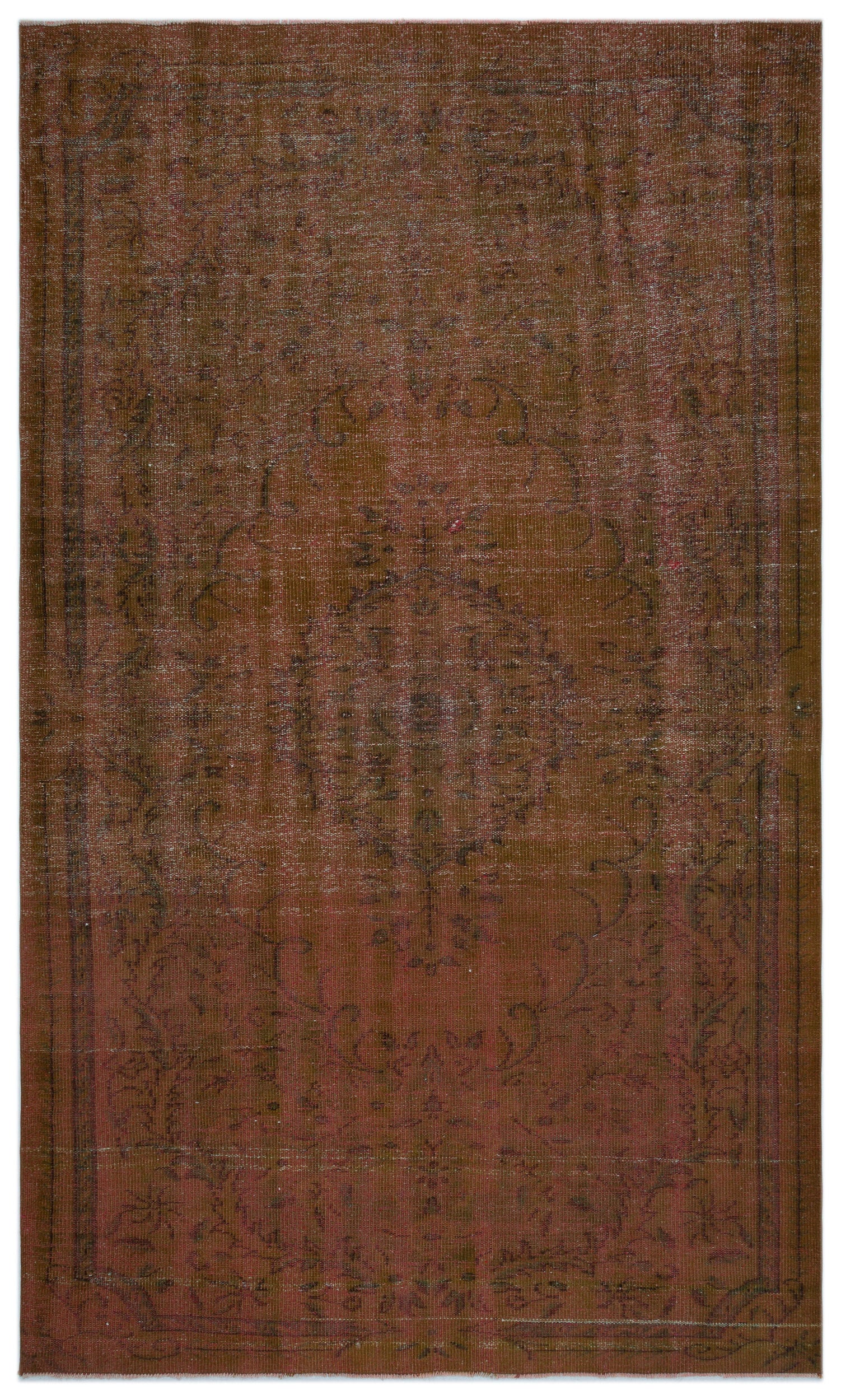Brown Over Dyed Vintage Rug 6'0'' x 10'1'' ft 183 x 308 cm
