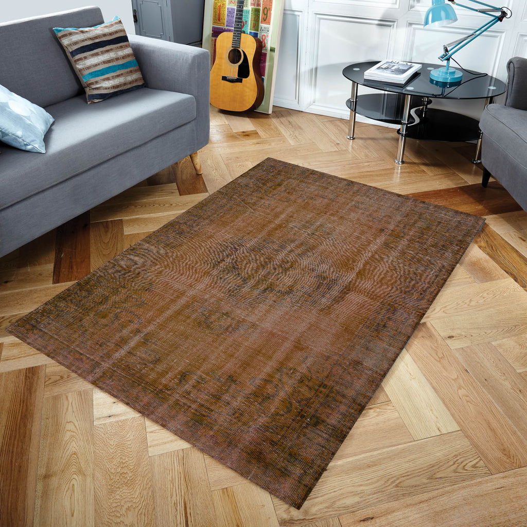 Brown Over Dyed Rug I Traditional Design Rug | Turkish Rug | Hand Weaving Rug  | Bedroom Rug | Wool Rug | Vintage Rug | Tumbled Rug  | Naturel Rug | Boho Rug I  6'1'' x 10'0'' ft 185 x 305 cm