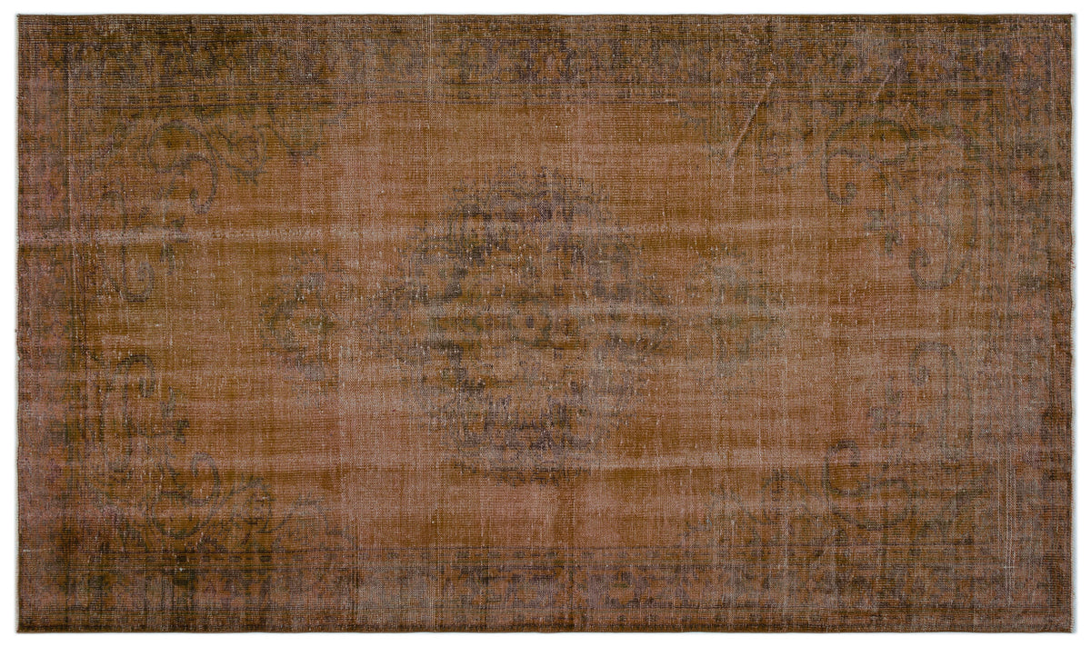 Brown Over Dyed Vintage Rug 6&#39;1&#39;&#39; x 10&#39;0&#39;&#39; ft 185 x 305 cm