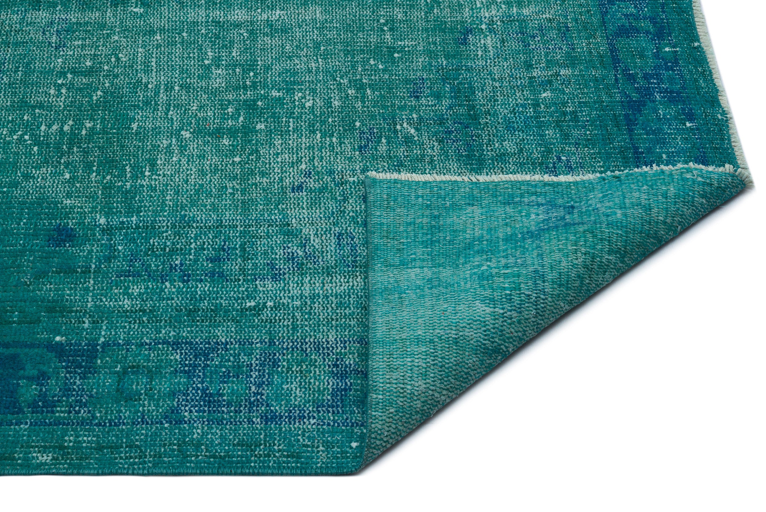Turquoise  Over Dyed Vintage Rug 5'8'' x 9'2'' ft 172 x 280 cm