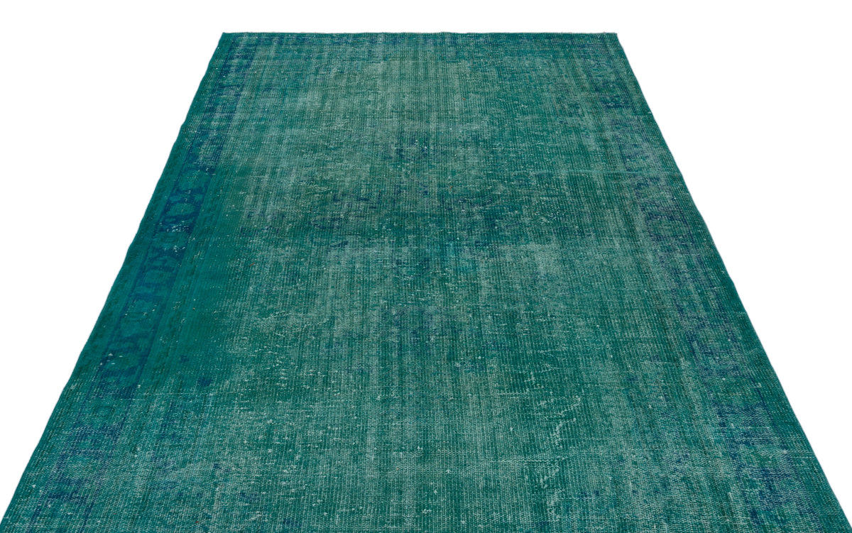 Turquoise  Over Dyed Vintage Rug 5&#39;8&#39;&#39; x 9&#39;2&#39;&#39; ft 172 x 280 cm