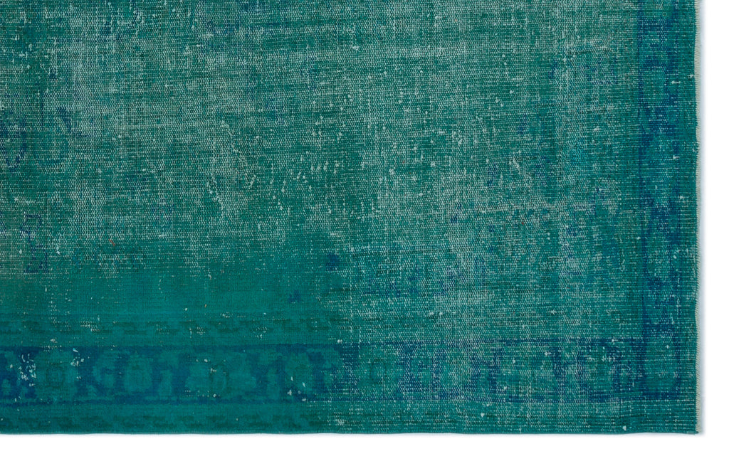 Turquoise  Over Dyed Vintage Rug 5'8'' x 9'2'' ft 172 x 280 cm