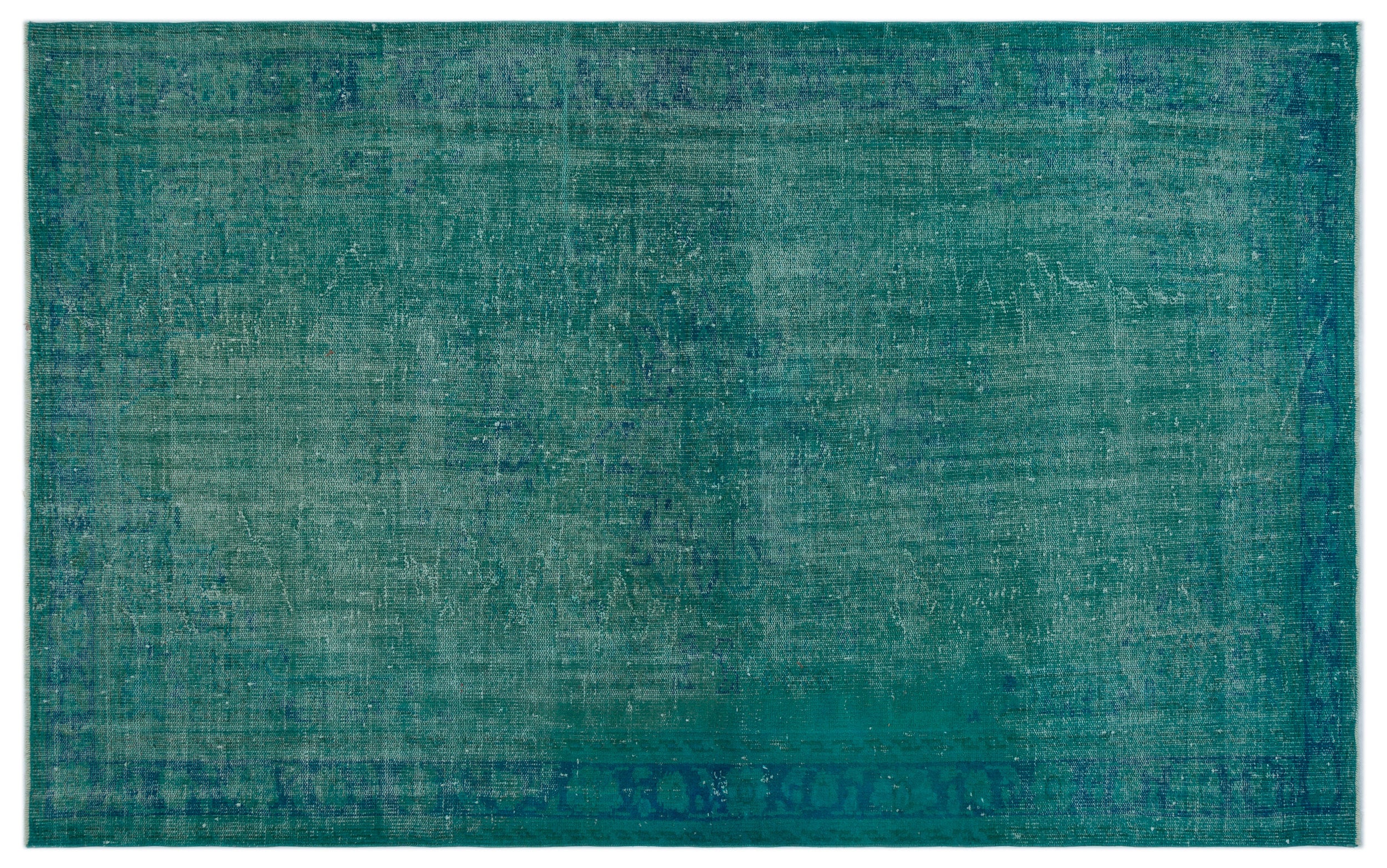 Turquoise  Over Dyed Vintage Rug 5'8'' x 9'2'' ft 172 x 280 cm