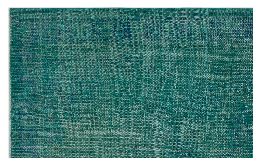 Turquoise  Over Dyed Vintage Rug 5'8'' x 9'2'' ft 172 x 280 cm