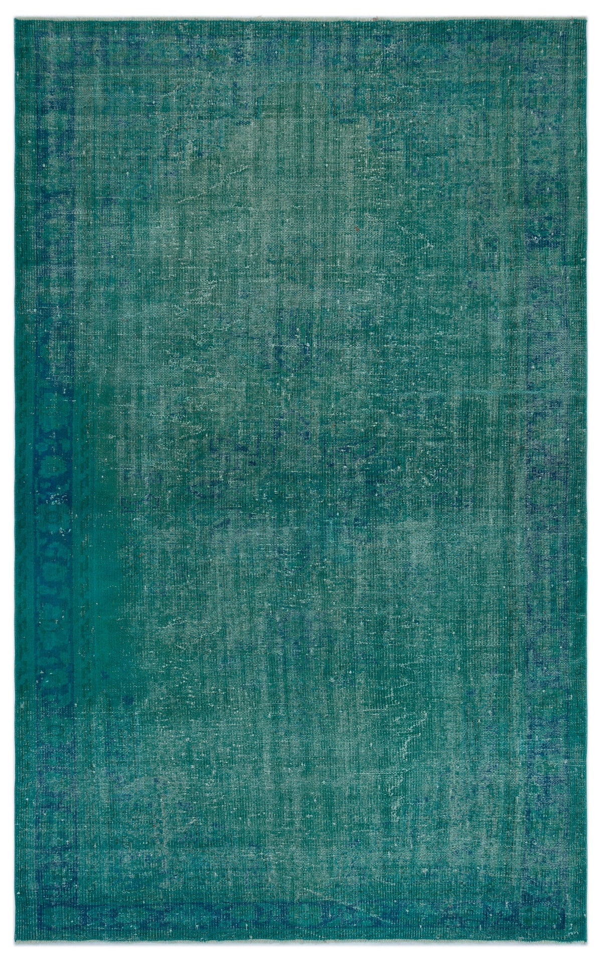 Turquoise  Over Dyed Vintage Rug 5&#39;8&#39;&#39; x 9&#39;2&#39;&#39; ft 172 x 280 cm