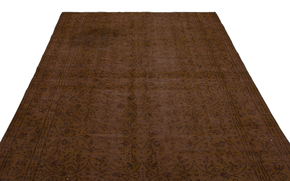 Brown Over Dyed Vintage Rug 6&#39;4&#39;&#39; x 8&#39;9&#39;&#39; ft 192 x 266 cm