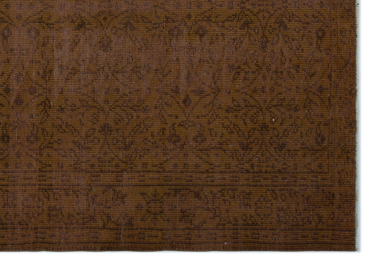 Brown Over Dyed Vintage Rug 6&#39;4&#39;&#39; x 8&#39;9&#39;&#39; ft 192 x 266 cm