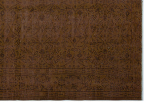 Brown Over Dyed Vintage Rug 6'4'' x 8'9'' ft 192 x 266 cm