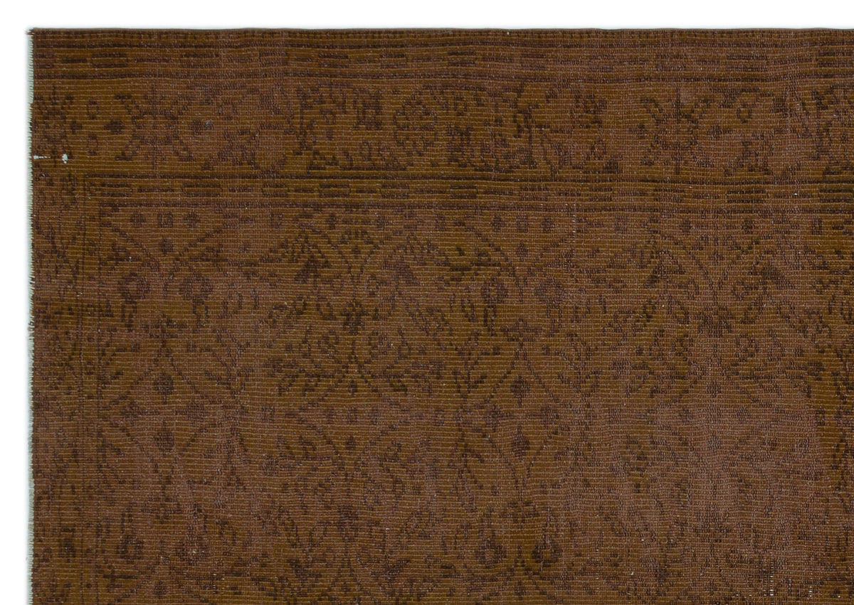 Brown Over Dyed Vintage Rug 6&#39;4&#39;&#39; x 8&#39;9&#39;&#39; ft 192 x 266 cm