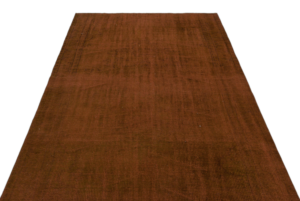 Brown Over Dyed Vintage Rug 5&#39;5&#39;&#39; x 8&#39;6&#39;&#39; ft 164 x 260 cm