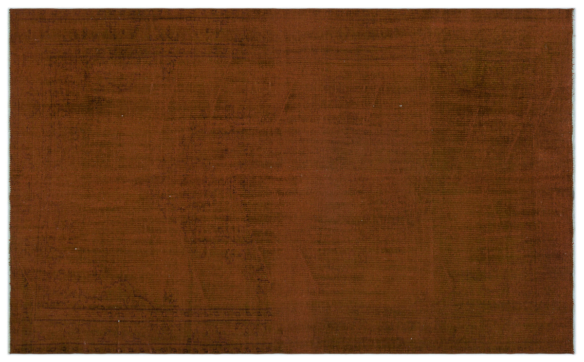 Brown Over Dyed Vintage Rug 5&#39;5&#39;&#39; x 8&#39;6&#39;&#39; ft 164 x 260 cm
