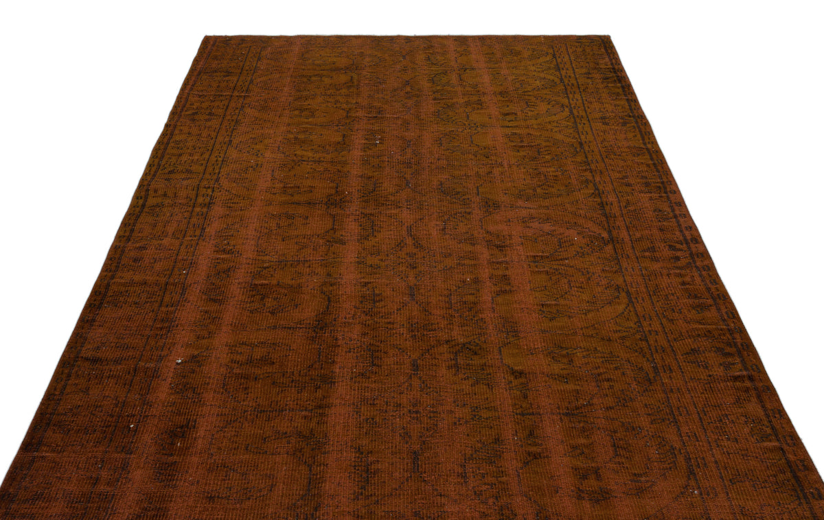 Brown Over Dyed Vintage Rug 5&#39;11&#39;&#39; x 9&#39;3&#39;&#39; ft 181 x 283 cm