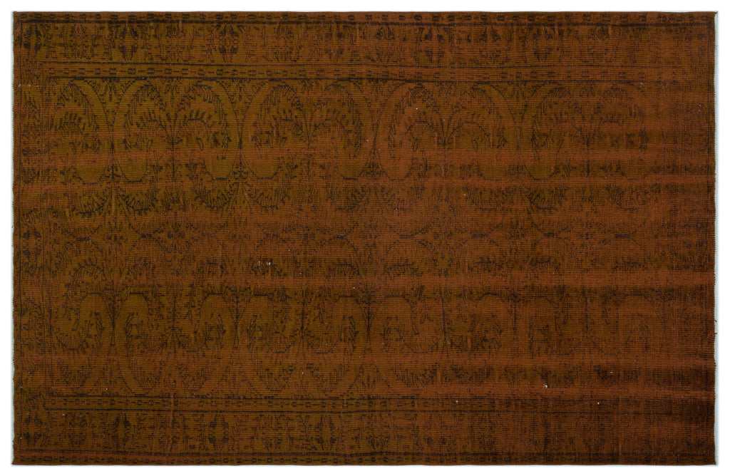 Brown Over Dyed Vintage Rug 5'11'' x 9'3'' ft 181 x 283 cm