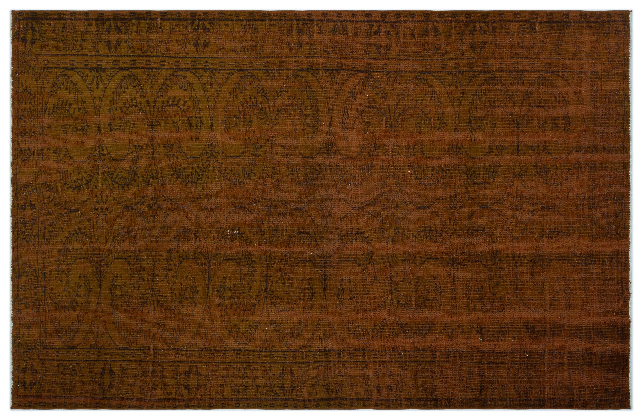 Brown Over Dyed Vintage Rug 5'11'' x 9'3'' ft 181 x 283 cm