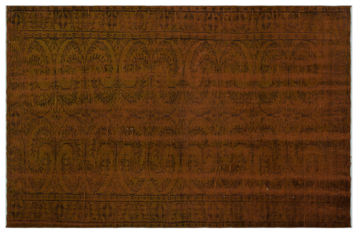 Brown Over Dyed Vintage Rug 5&#39;11&#39;&#39; x 9&#39;3&#39;&#39; ft 181 x 283 cm