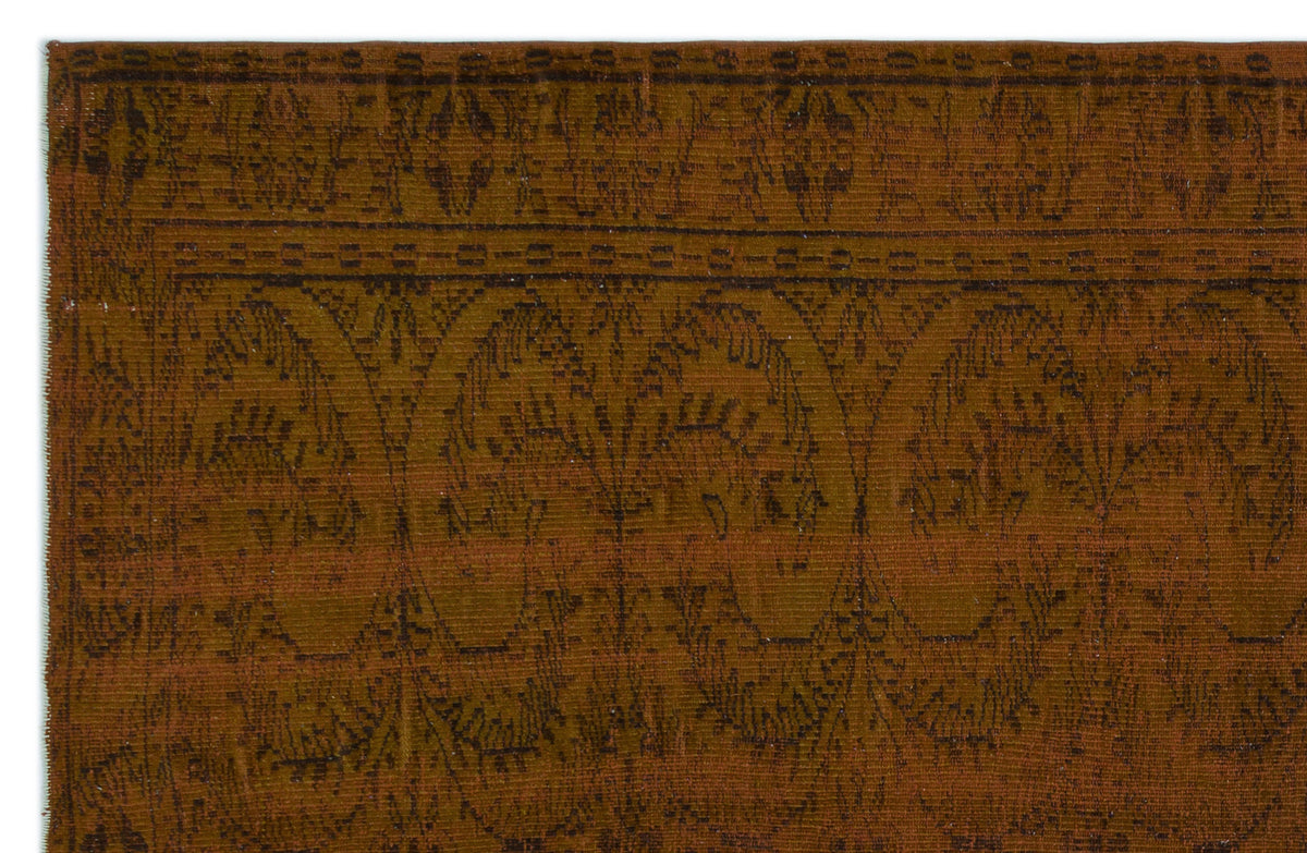 Brown Over Dyed Vintage Rug 5&#39;11&#39;&#39; x 9&#39;3&#39;&#39; ft 181 x 283 cm