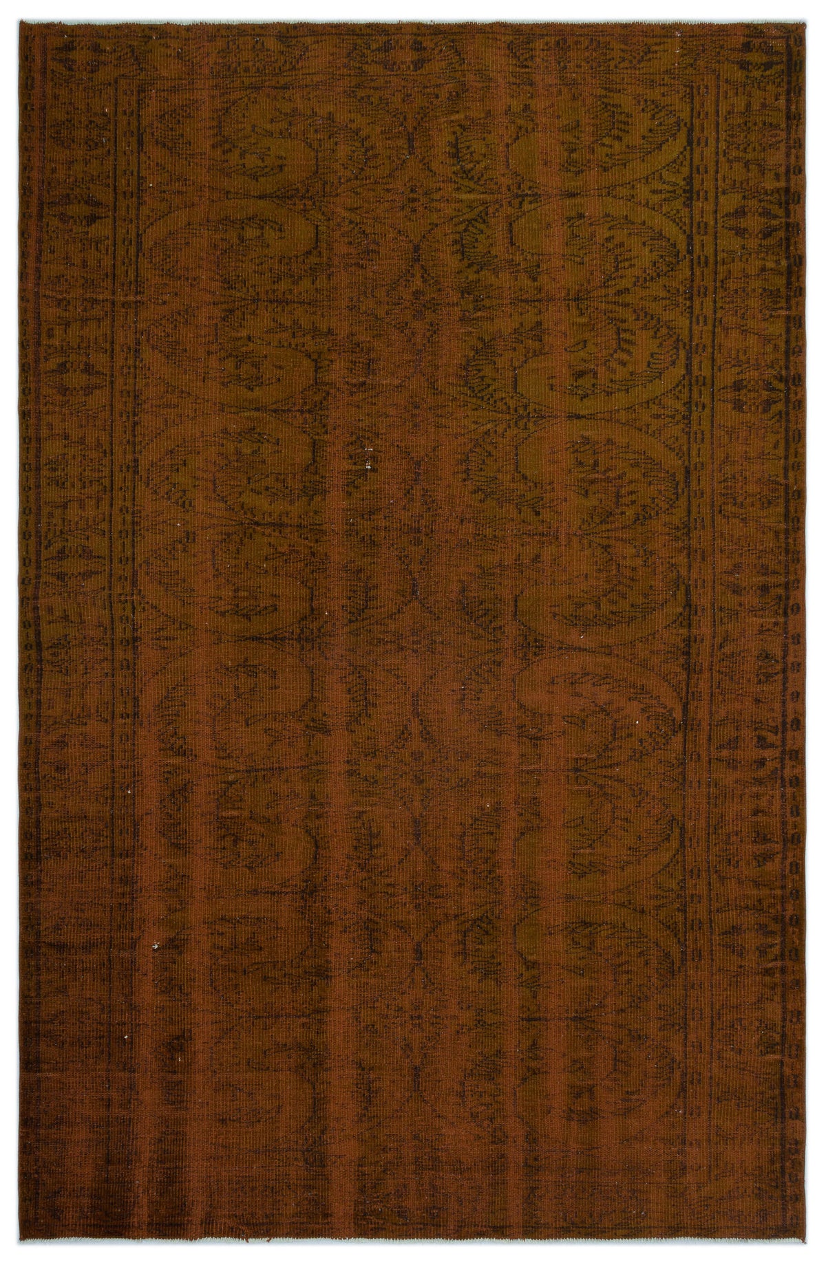 Brown Over Dyed Vintage Rug 5&#39;11&#39;&#39; x 9&#39;3&#39;&#39; ft 181 x 283 cm