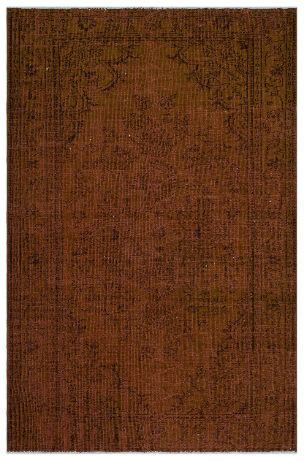 Brown Over Dyed Vintage Rug 5'7'' x 8'6'' ft 171 x 258 cm