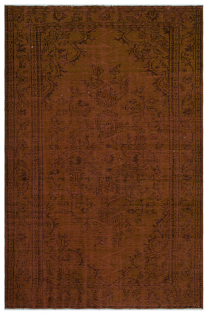 Brown Over Dyed Vintage Rug 5'7'' x 8'6'' ft 171 x 258 cm