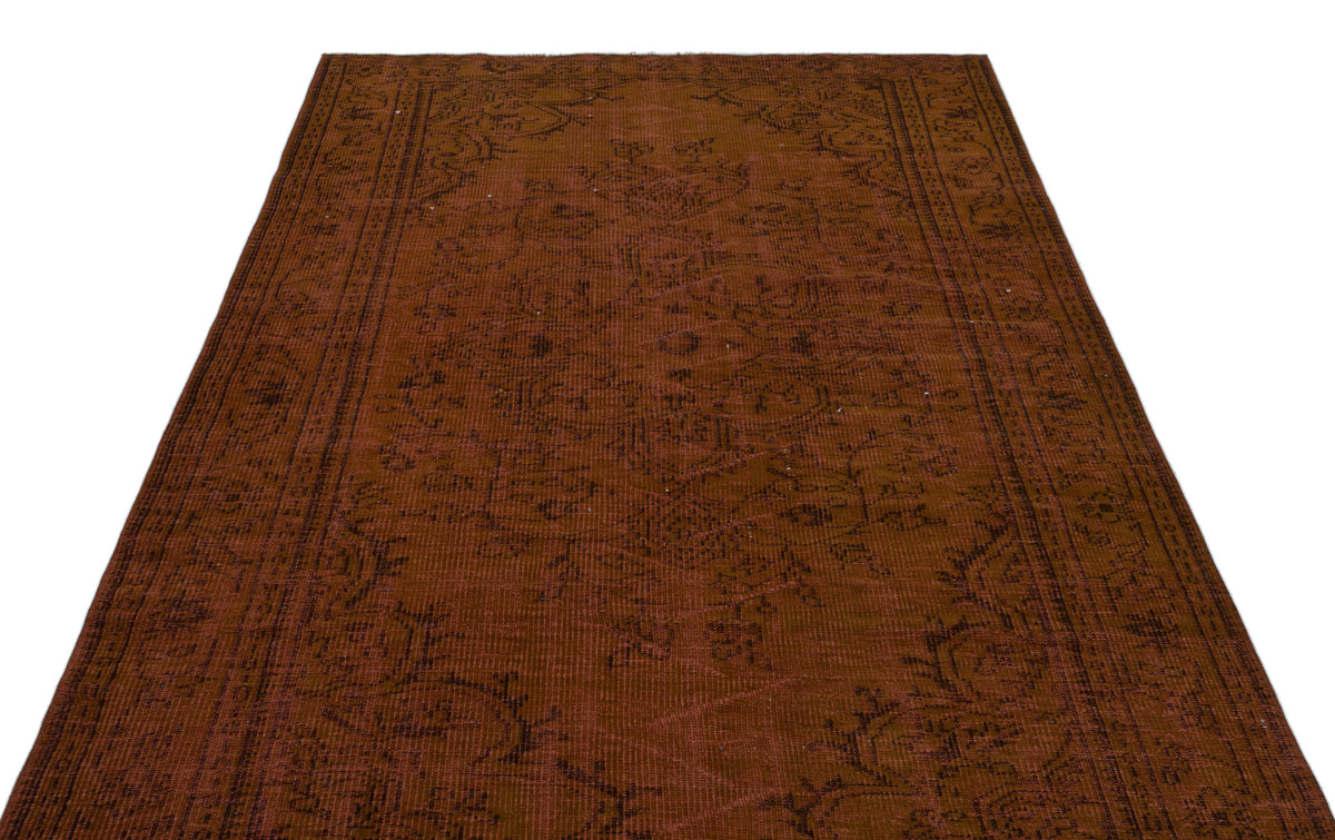 Brown Over Dyed Vintage Rug 5&#39;7&#39;&#39; x 8&#39;6&#39;&#39; ft 171 x 258 cm