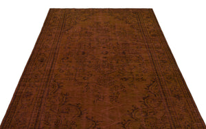 Brown Over Dyed Vintage Rug 5'7'' x 8'6'' ft 171 x 258 cm