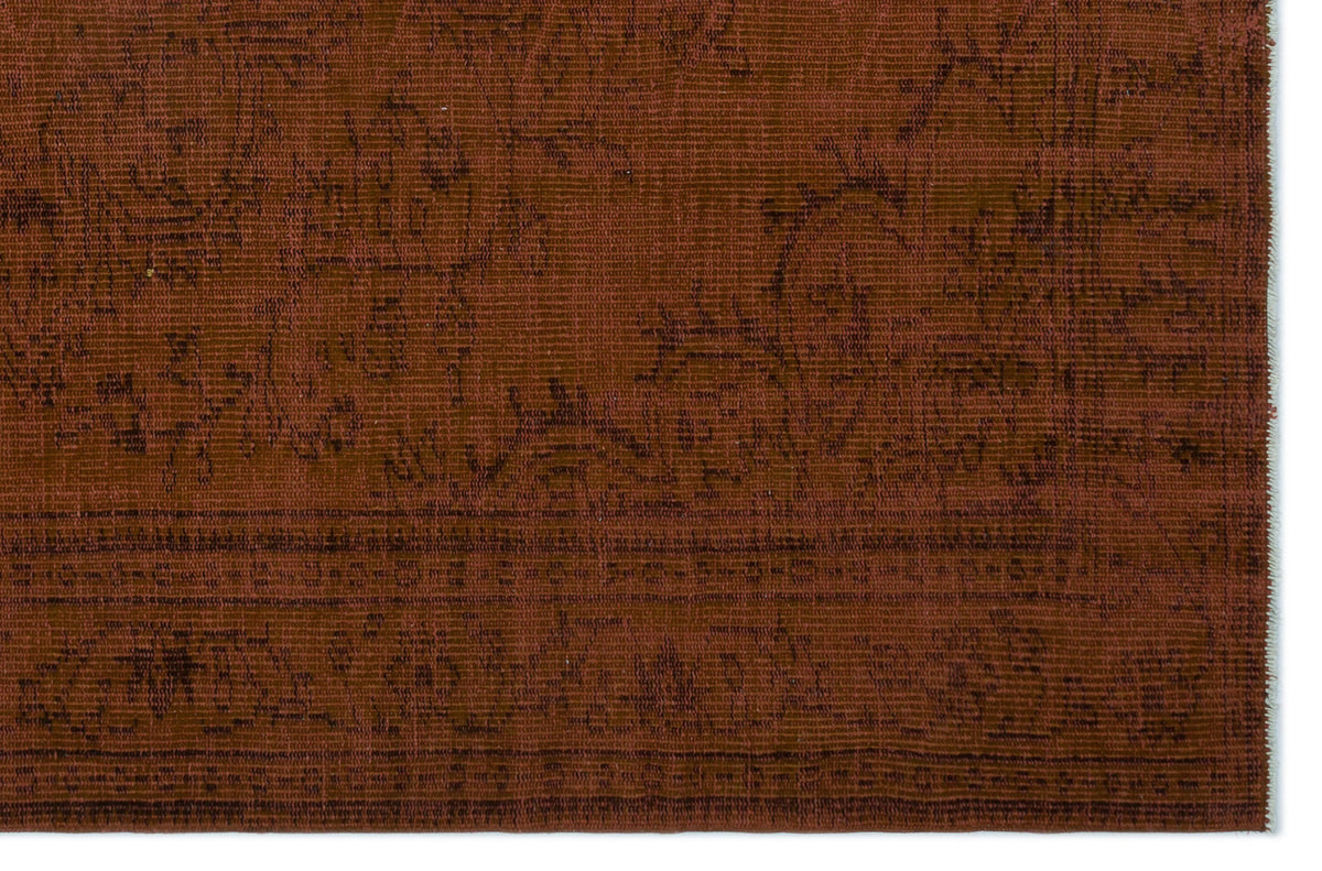 Brown Over Dyed Vintage Rug 5&#39;7&#39;&#39; x 8&#39;6&#39;&#39; ft 171 x 258 cm