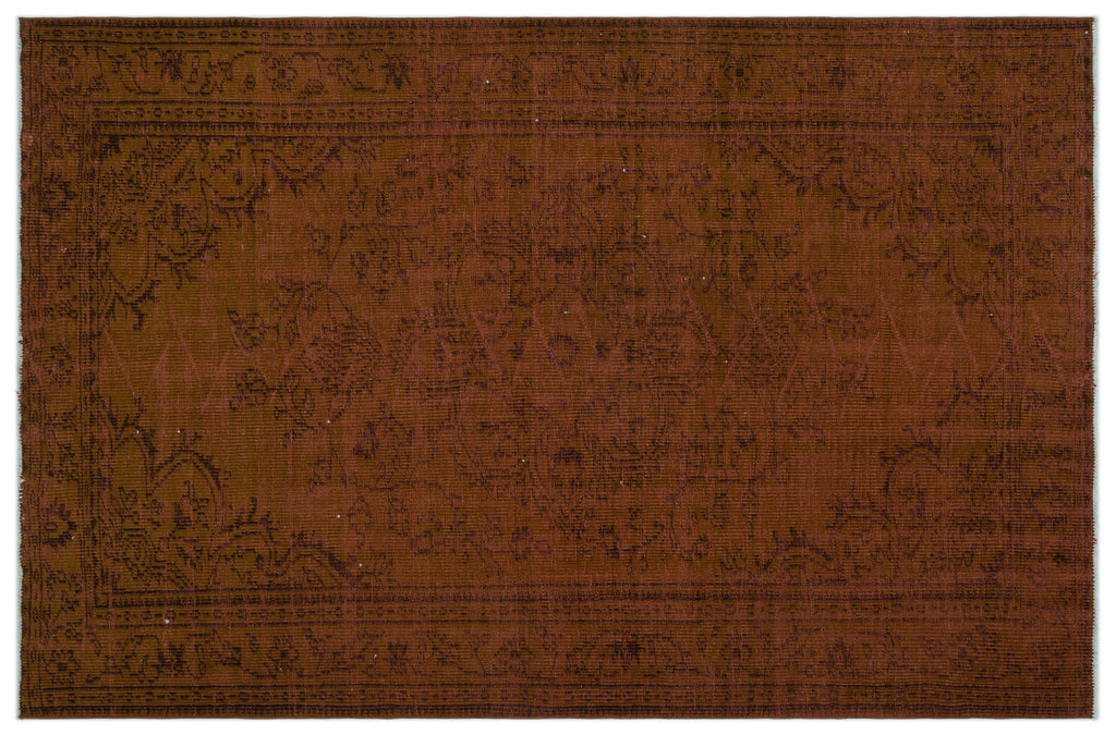 Brown Over Dyed Vintage Rug 5'7'' x 8'6'' ft 171 x 258 cm