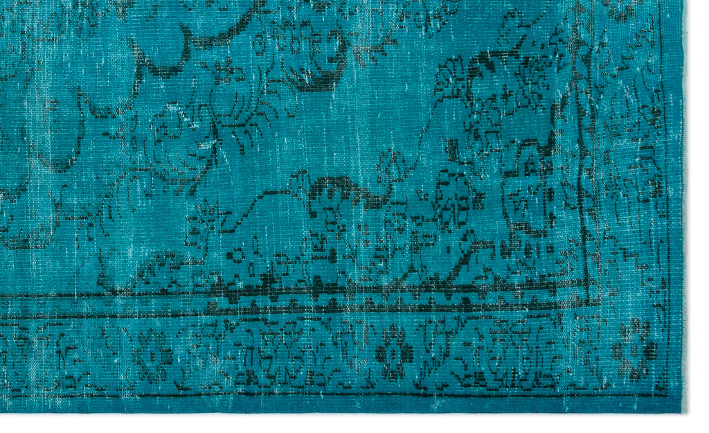 Turquoise  Over Dyed Vintage Rug 5'10'' x 9'8'' ft 177 x 295 cm