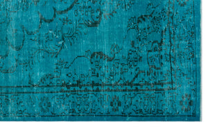 Turquoise  Over Dyed Vintage Rug 5'10'' x 9'8'' ft 177 x 295 cm