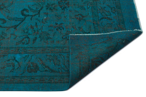 Turquoise  Over Dyed Vintage Rug 5'9'' x 9'9'' ft 176 x 298 cm