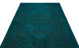 Turquoise  Over Dyed Vintage Rug 5'9'' x 9'9'' ft 176 x 298 cm