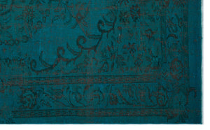 Turquoise  Over Dyed Vintage Rug 5'9'' x 9'9'' ft 176 x 298 cm