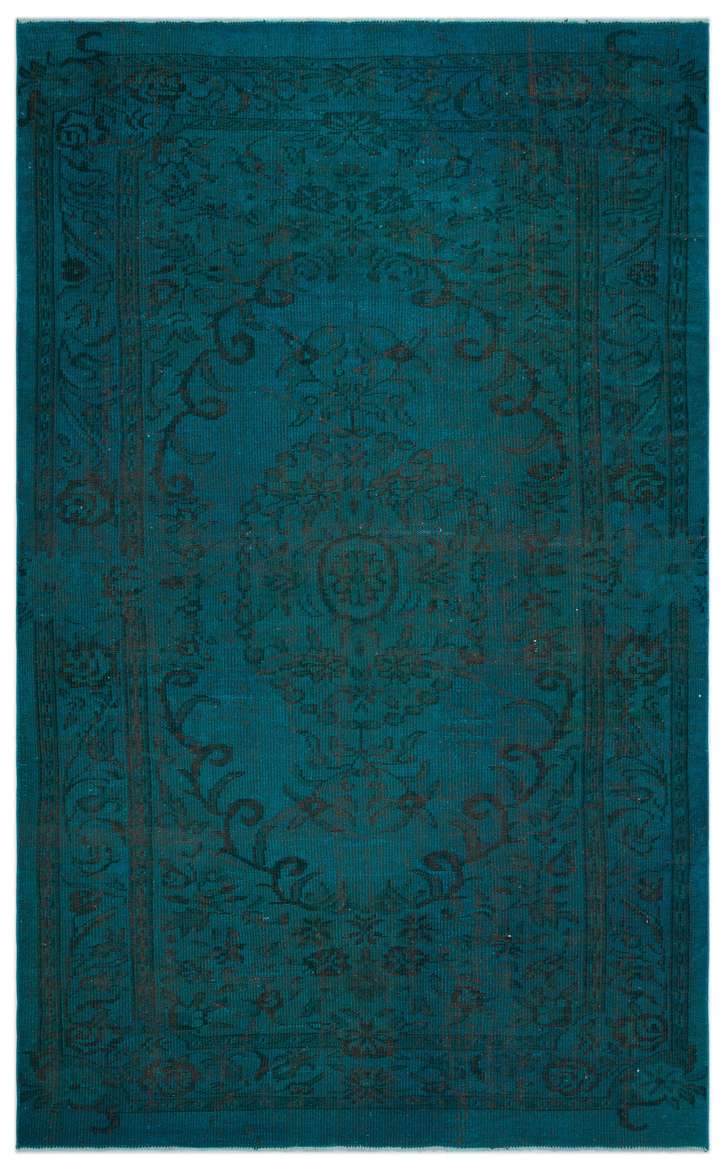 Turquoise  Over Dyed Vintage Rug 5'9'' x 9'9'' ft 176 x 298 cm
