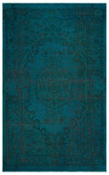 Turquoise  Over Dyed Vintage Rug 5'9'' x 9'9'' ft 176 x 298 cm