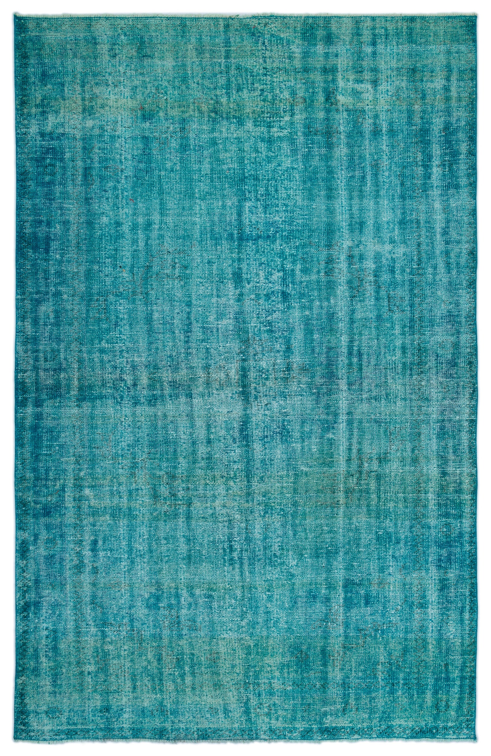 Turquoise  Over Dyed Vintage Rug 5'11'' x 9'0'' ft 180 x 275 cm