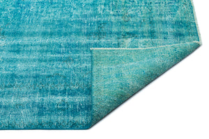 Turquoise  Over Dyed Vintage Rug 5'11'' x 9'0'' ft 180 x 275 cm