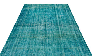 Turquoise  Over Dyed Vintage Rug 5'11'' x 9'0'' ft 180 x 275 cm