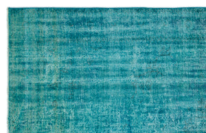 Turquoise  Over Dyed Vintage Rug 5'11'' x 9'0'' ft 180 x 275 cm