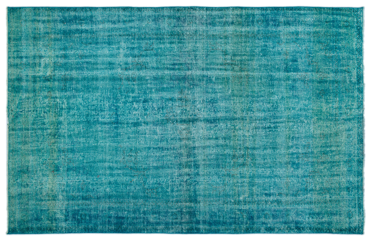Turquoise  Over Dyed Vintage Rug 5&#39;11&#39;&#39; x 9&#39;0&#39;&#39; ft 180 x 275 cm