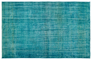 Turquoise  Over Dyed Vintage Rug 5'11'' x 9'0'' ft 180 x 275 cm