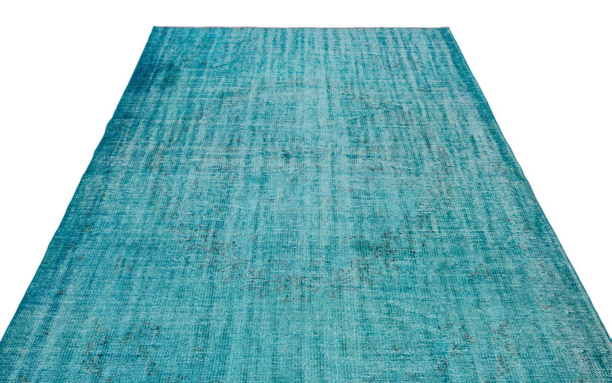 Turquoise  Over Dyed Vintage Rug 6&#39;1&#39;&#39; x 9&#39;3&#39;&#39; ft 185 x 281 cm