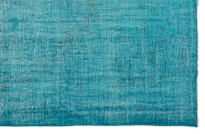 Turquoise  Over Dyed Vintage Rug 6'1'' x 9'3'' ft 185 x 281 cm