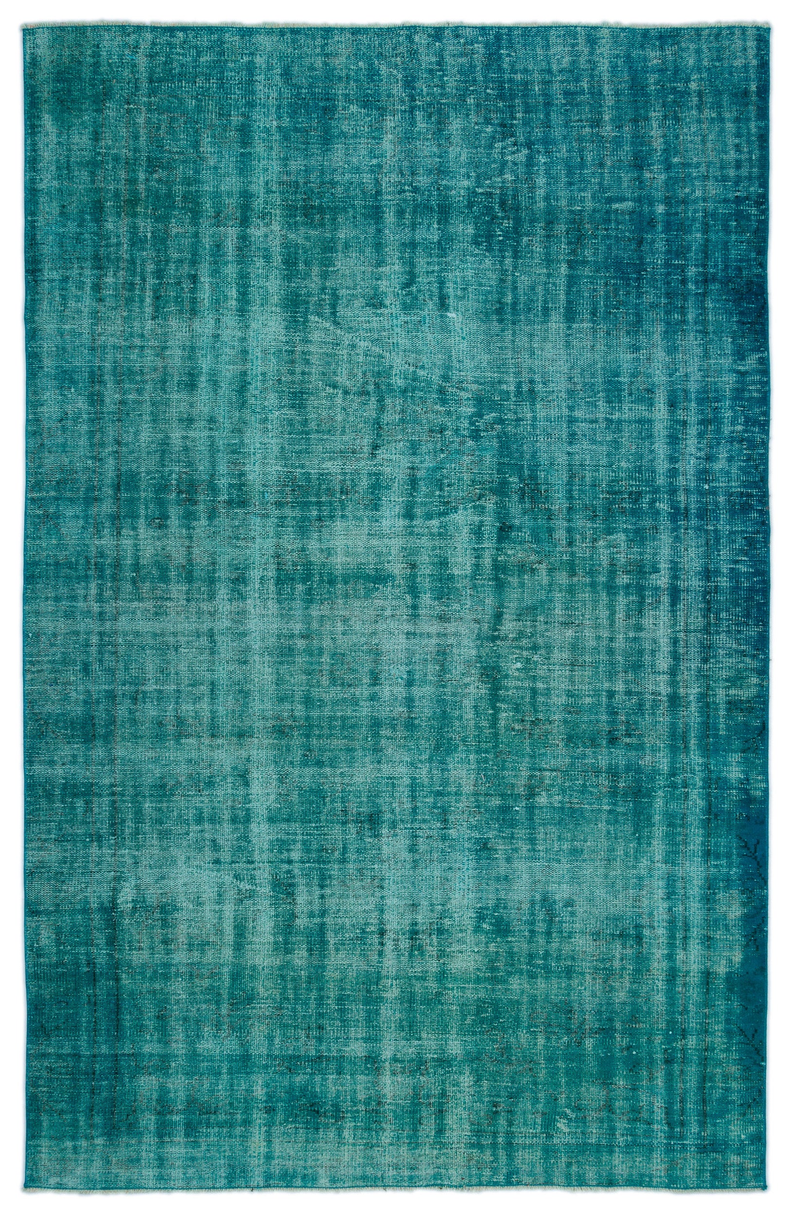 Turquoise Over Dyed Vintage Rug 5'7'' x 9'0'' ft 170 x 275 cm - Unique ...