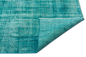 Turquoise  Over Dyed Vintage Rug 5'7'' x 9'0'' ft 170 x 275 cm