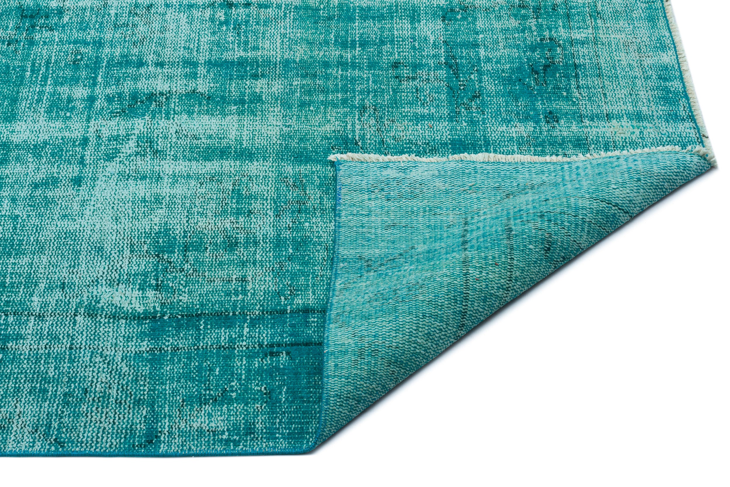 Turquoise Over Dyed Vintage Rug 5'7'' x 9'0'' ft 170 x 275 cm - Unique ...