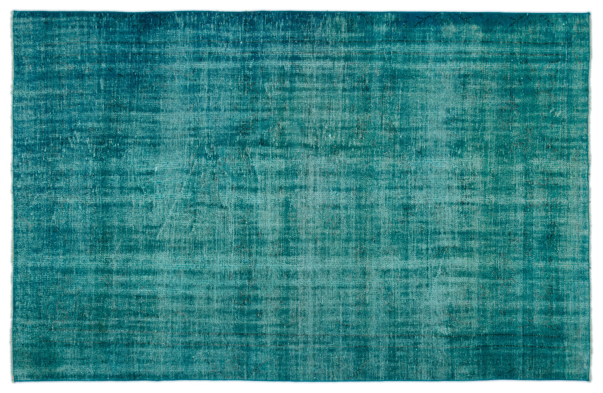 Turquoise  Over Dyed Vintage Rug 5&#39;7&#39;&#39; x 9&#39;0&#39;&#39; ft 170 x 275 cm