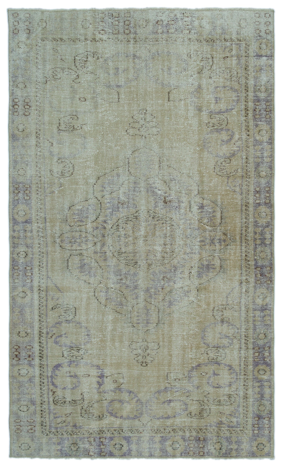Beige Over Dyed Vintage Rug 5&#39;7&#39;&#39; x 9&#39;5&#39;&#39; ft 169 x 286 cm