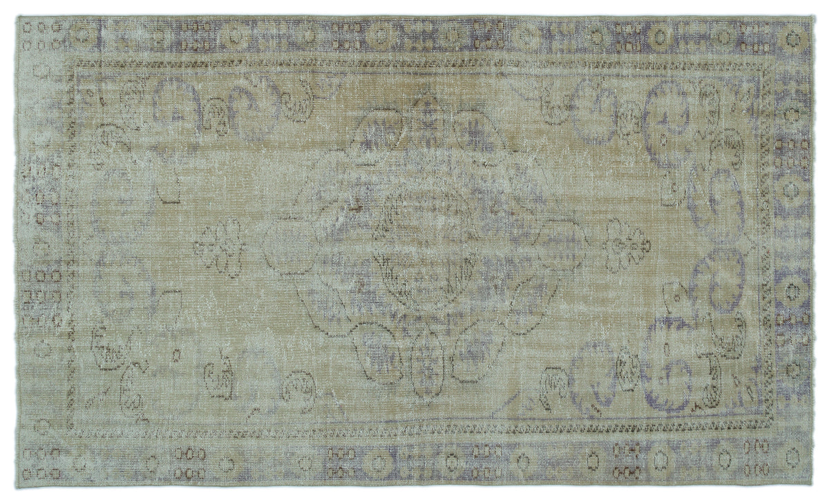 Beige Over Dyed Vintage Rug 5&#39;7&#39;&#39; x 9&#39;5&#39;&#39; ft 169 x 286 cm