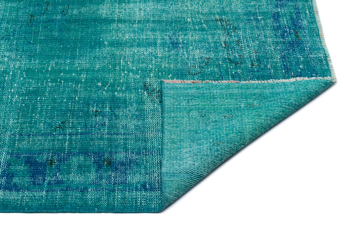 Turquoise  Over Dyed Vintage Rug 6&#39;2&#39;&#39; x 9&#39;1&#39;&#39; ft 187 x 276 cm
